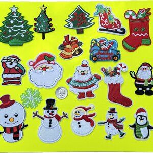 Set of 18 Christmat Iron on Patch Santa Patch Christmas Tree Patch Snowman Patch